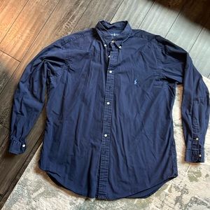 Polo Ralph Lauren Mens Classic Fit Oxford LS Buttondown Shirt - XLT, Navy
